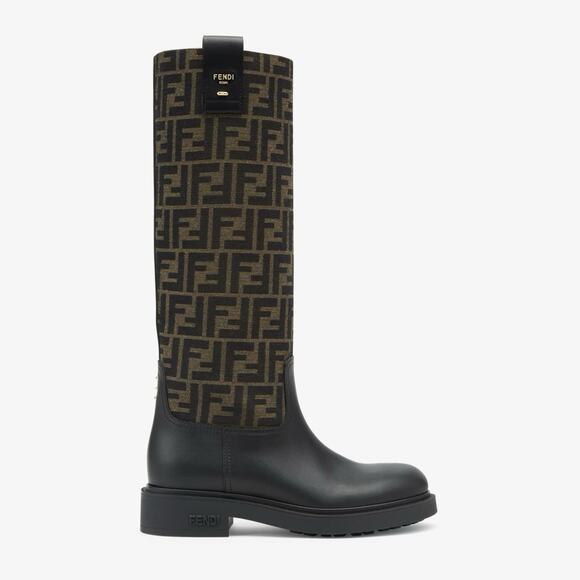 Fendi Filo FF Logo Zucca Monogram Jacquard Rockoko Chenille Knee High Boot - Picture 14 of 16